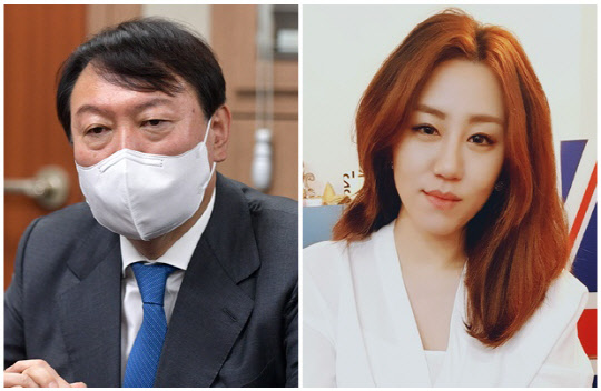 윤석열(왼쪽) 전 검찰총장과 조성은씨. 조성은 페이스북, 연합뉴스